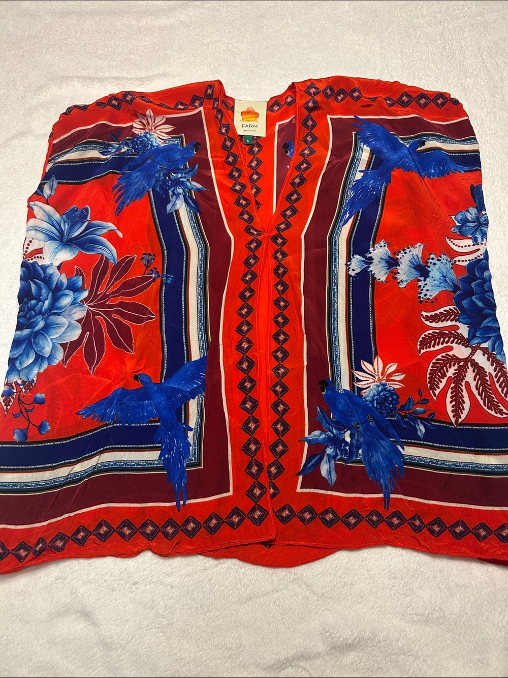 FARM Rio Macaw Print Scarf Kimono